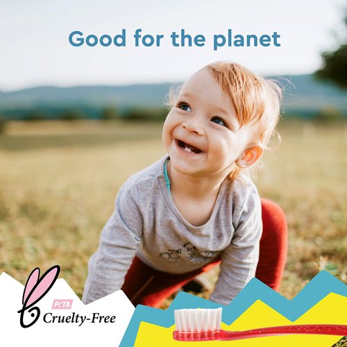 RADIUS Totz Toothbrush Extra Soft Brush BPA Free & ADA Accepted Designed for Delicate Teeth & Gums for Children 18 Months & Up - Green Blue Sparkle - Pack of 3