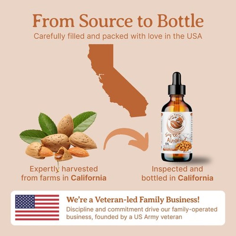 Bella Terra Oils - Organic Sweet Almond Oil 8oz - A Deep Dive into Almond's Vitamin A & Linoleic Acid Profile, Superior Cold-Pressed Delight for Skin