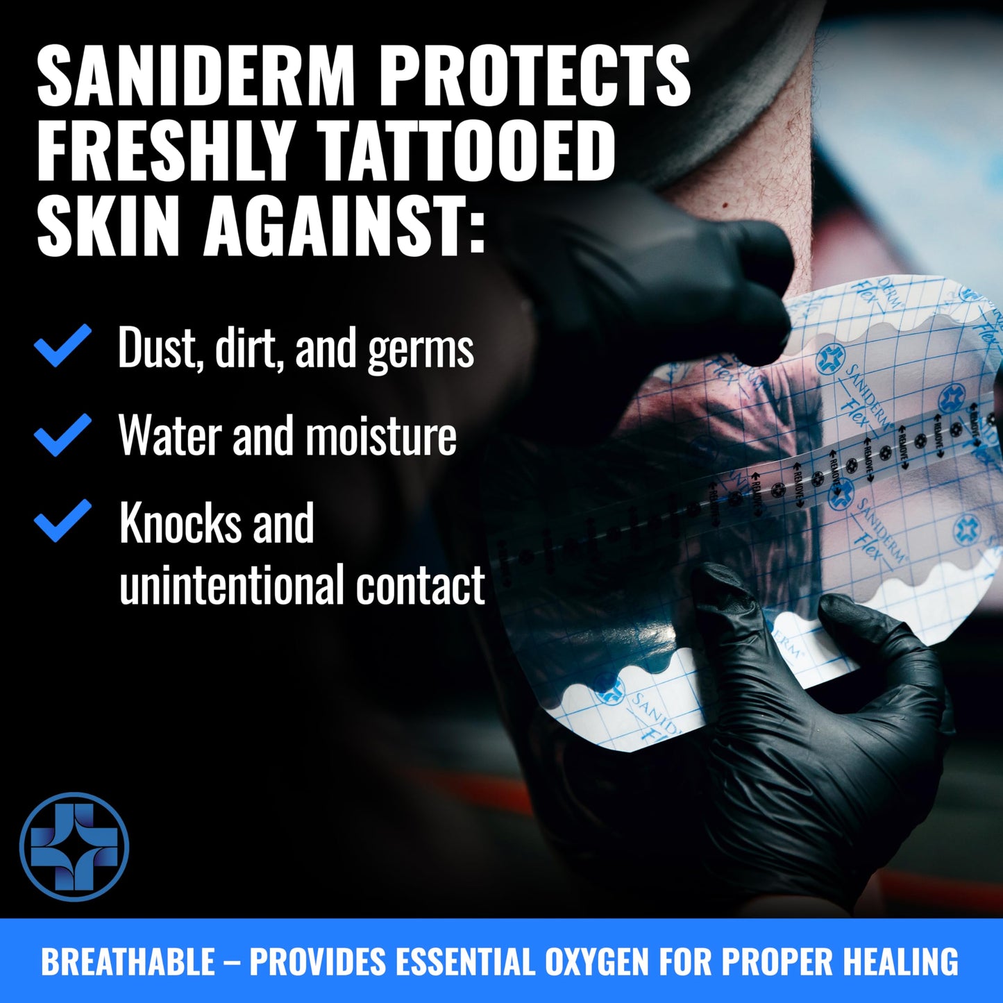Saniderm Flex Tattoo Aftercare Bandage (New) (3 Sheets, 6 in x 8 in) – Convenient, Faster Tattoo Healing and Protection – Sterile, Waterproof, Ultra Flexible, Tatoo Aftercare Wrap – Matte Finish