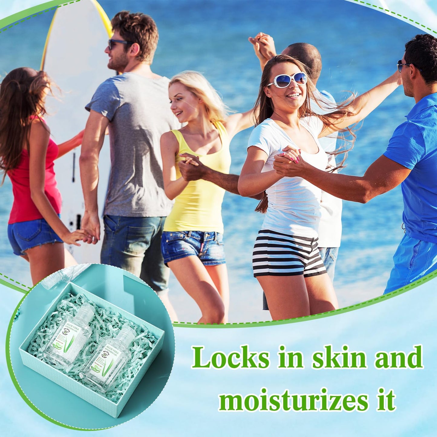 Dansib 24 Pcs Mini Aloe Vera Gel Bulk Travel Size 1oz Soothing Moisture Aloe Vera Gel for Face and Body After Sun Lotion Skin Care Sunburn Relief for Beach Summer Gifts Wedding Party Supplies(Regular)