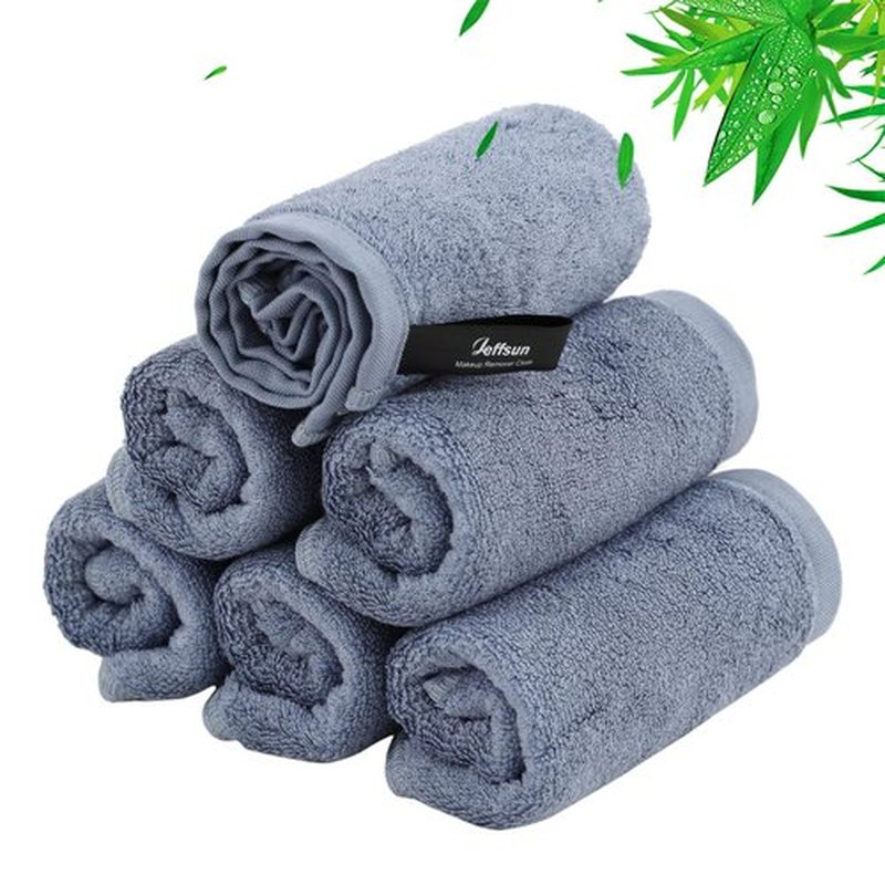 JEFFSUN Wash Cloths 6 Pack, Reusable Makeup Remover Cloths, Super Soft and Gentle Face Towel for Sensitive Skin, 10x10 inch Small Face Washcloths, Easy to Rinse Denim Blue Facial Cleansing Cloths
