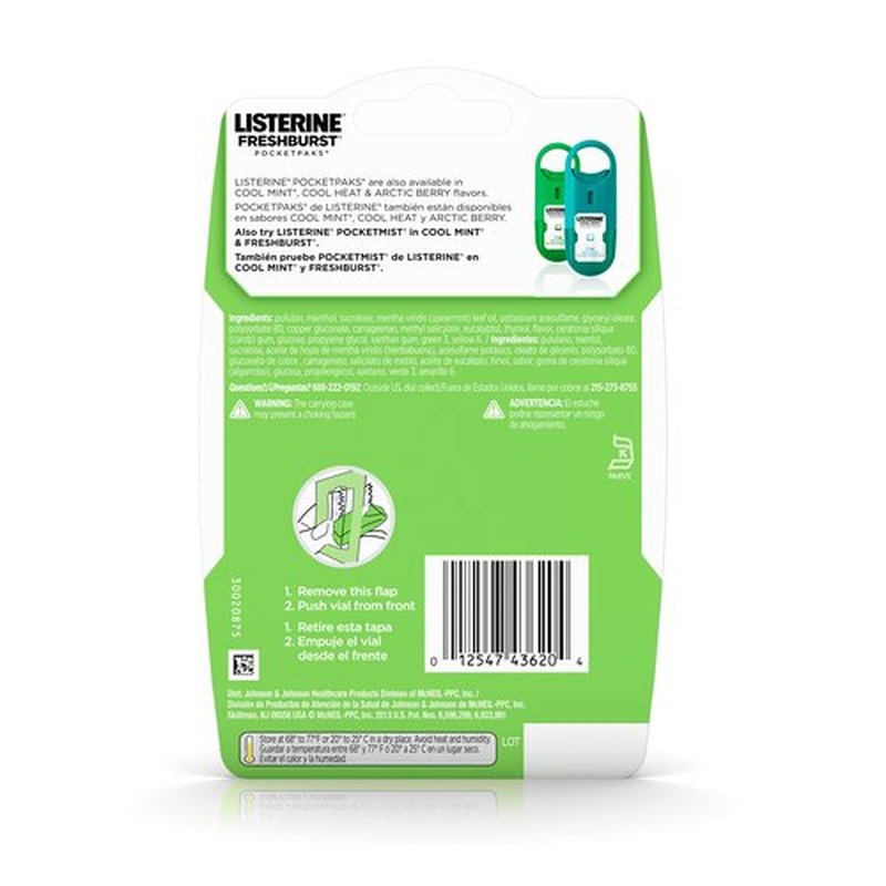 Listerine PocketPaks Breath Strips, Fresh Burst, 72 Count (Pack of 2)