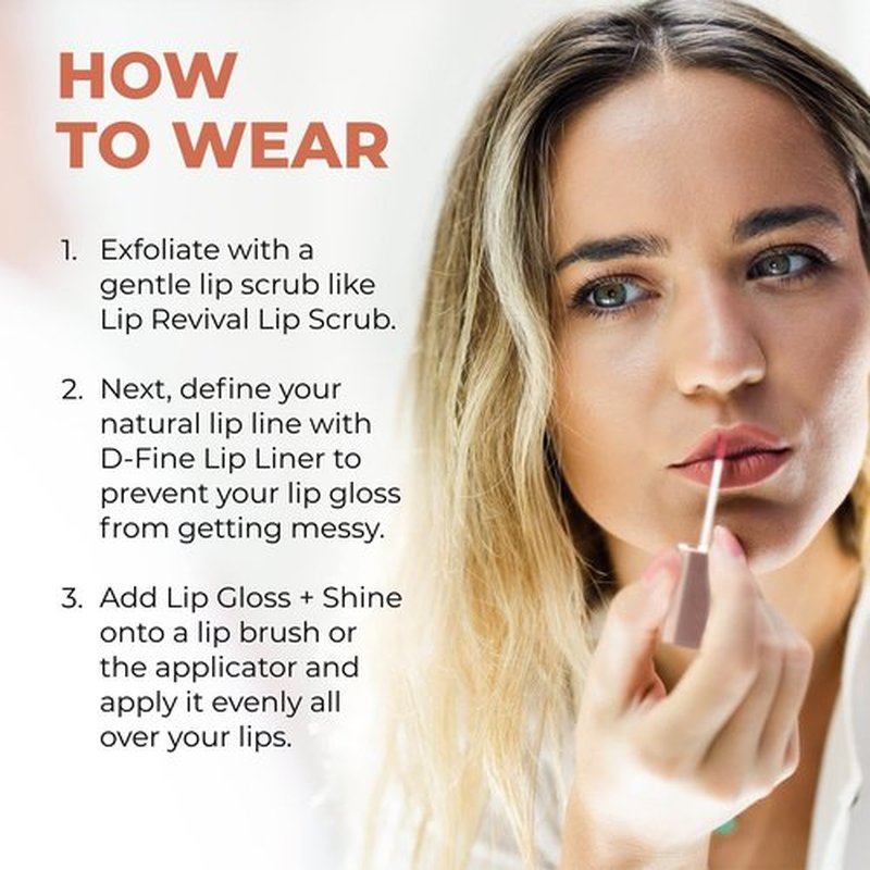 Beauty For Real Lip Gloss + Shine, Turned On - Neutral Rose - Non-Sticky Plumping & Hydrating Gloss - Light & Mirror In Cap - Contains Marine Collagen - 0.15 fl oz