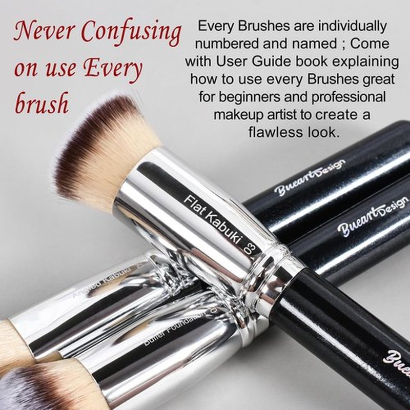 Bueart Design 18Pcs ULTRA SOFT Wood Handle Makeup Brushes set Make up brushes face brush Foundation Powder Blending Blush brushes (Pearl White)