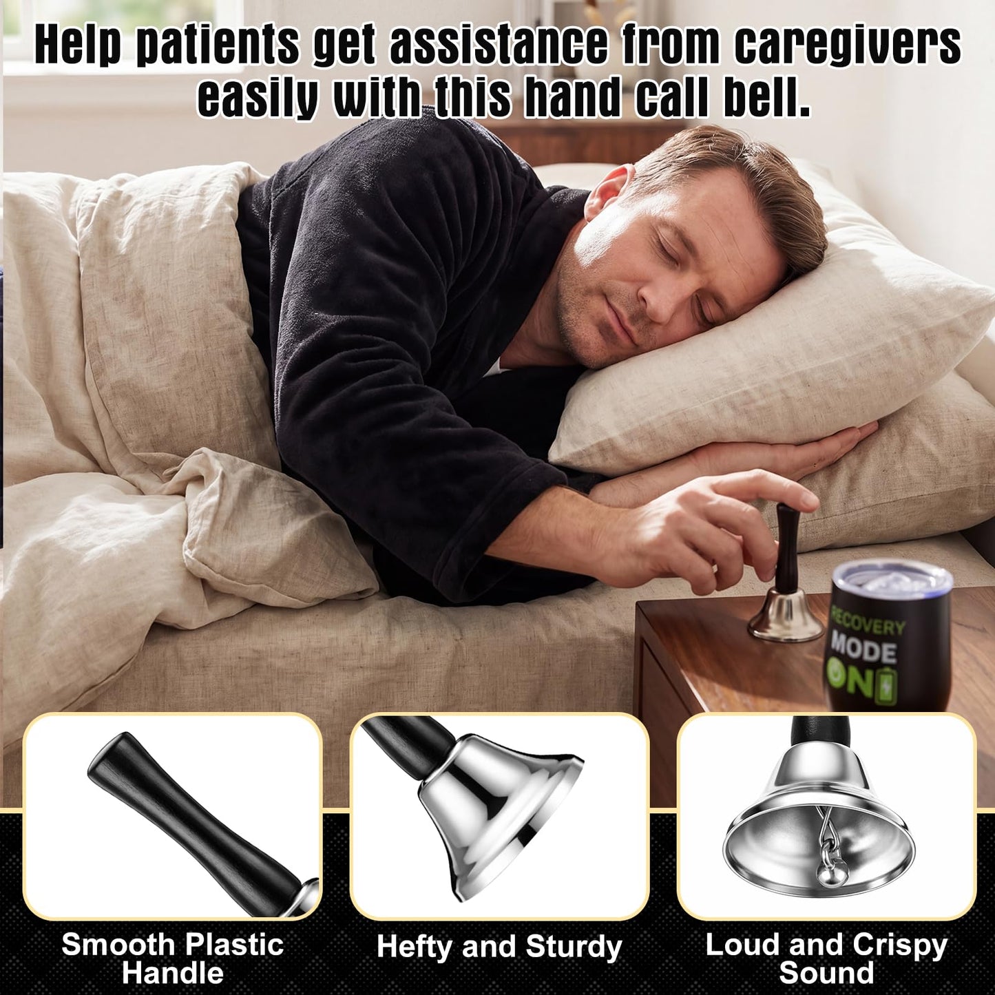 Patelai 6 Pack Get Well Soon Gifts Care Package for Men After Surgery, Unhooded Robe 12oz Tumbler Fuzzy Socks Funny Card Bell Get Well Soon Gift Basket for Dad Husband Recovery Chemo Care(Black)