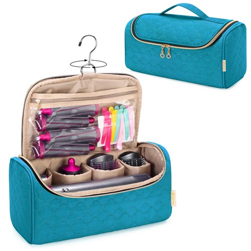 Yarwo Travel Case Compatible for Dyson Airwrap Complete Styler All Models and Attachments, Portable Storage Bag with Hanging Hook for Hair Curler Accessories, Teal (Patent Design)