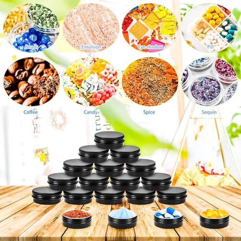 MotBach 16 Pack 0.5oz Tin Jars, 30ml Metal Tin cans, 1/2 Ounce Aluminum tin can jar Containers with Lid for Lotion Bars, Balms, Spices, Salve, Beard Balm, Toiletries, Creams, Samples, Makeup Cosmetic