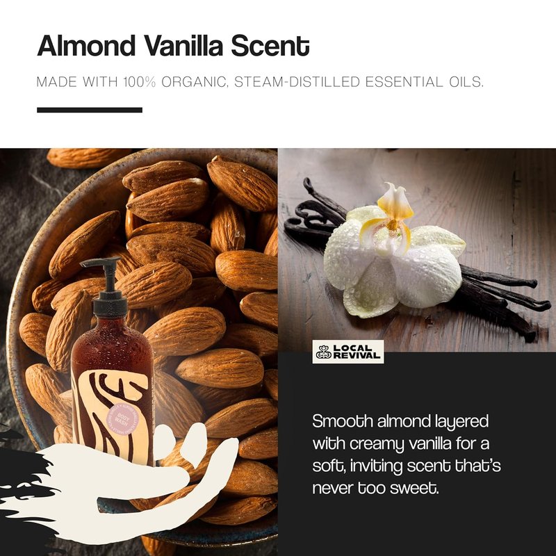 Tallow and Honey Body Wash - Moisturizing Almond Vanilla Formula | 16oz with Olive Oil, Shea Butter & Jojoba Oil