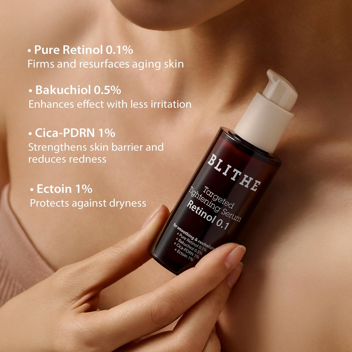 BLITHE Targeted Tightening Retinol 0.1 Serum, Wrinkle and Firm Concentrated Care, Formulated with Pure Retinol 0.1%, 1.0 fl oz