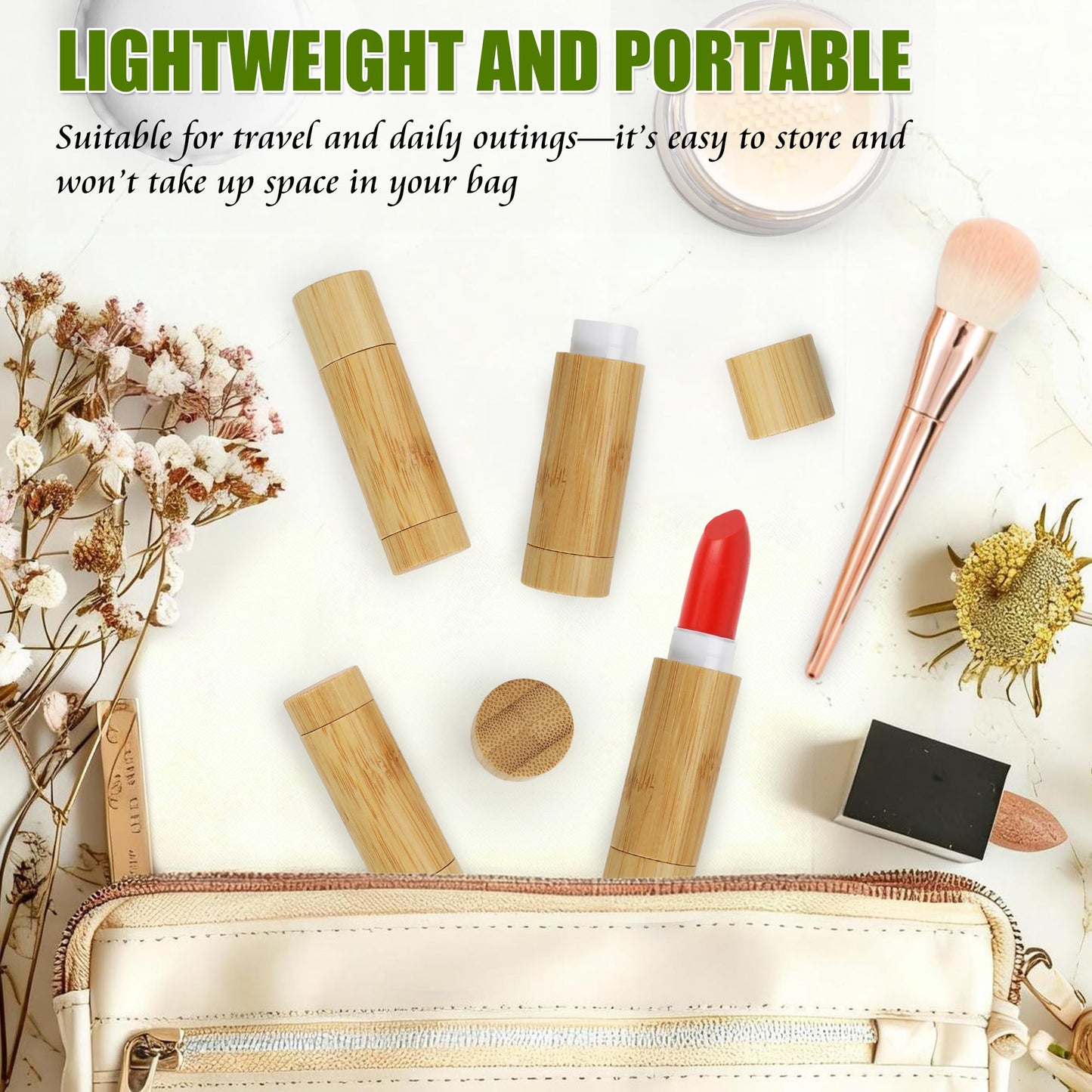 Starry 24Pcs Bamboo Empty Lipstick Tubes, 5g Refillable Lip Balm Tube Containers with Clear PP Plastic Inner Cosmetic Samples Lip Gloss Chapstick Deodorant for Women Girls DIY
