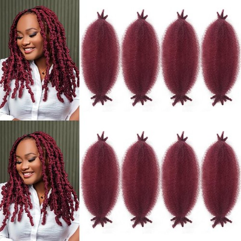 12 Inch Kinky Twist Hair 8 Packs Marley Twist Braiding Hair Pre-Separated Afro Spring Twist Hair Burgundy Afro Twist Hair for Faux Locs (Bug#, 12 Inch(Pack of 8))
