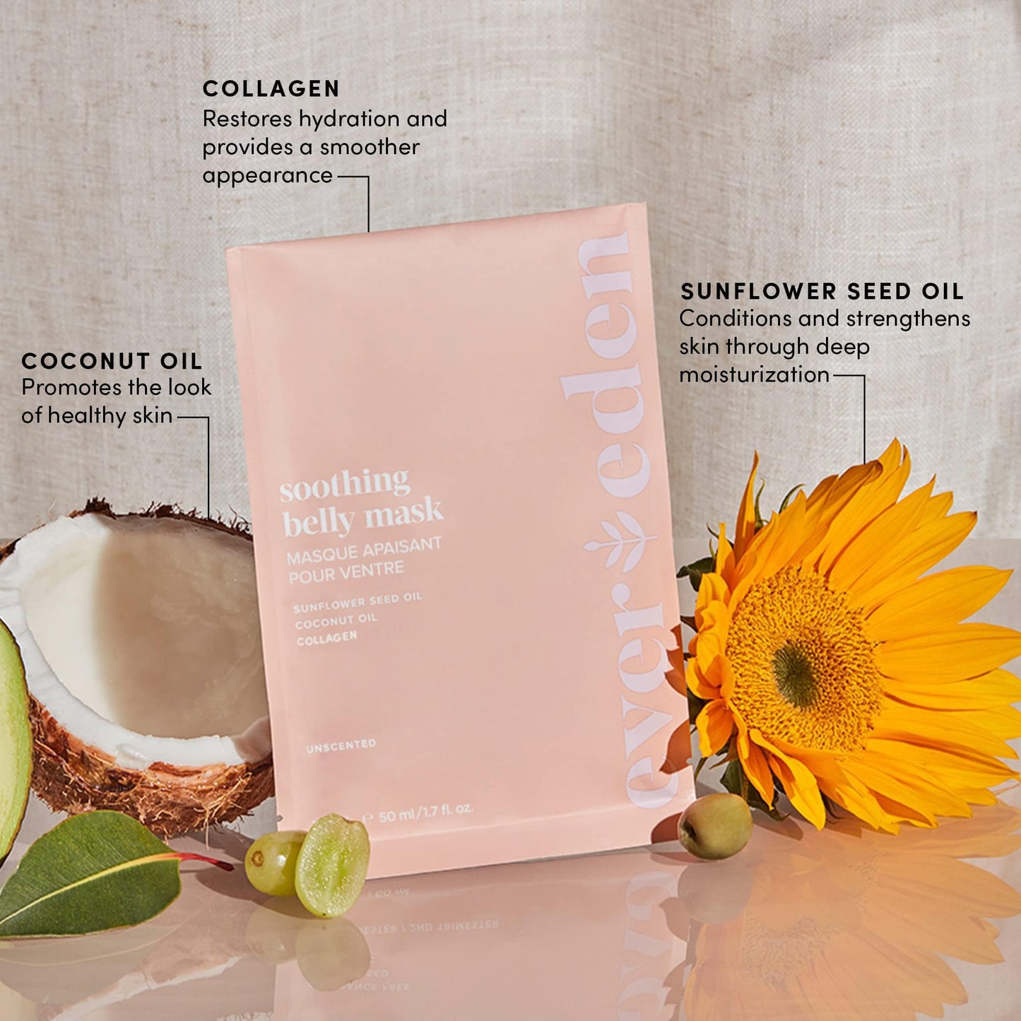 Evereden Soothing Belly Mask - 1 Belly Mask for Pregnant Women 2nd & 3rd Trimester - Hydrating, Nourishing, & Soothing Pregnancy Skin Care Belly Masks - Clean & Vegan Pregnancy & Maternity Products