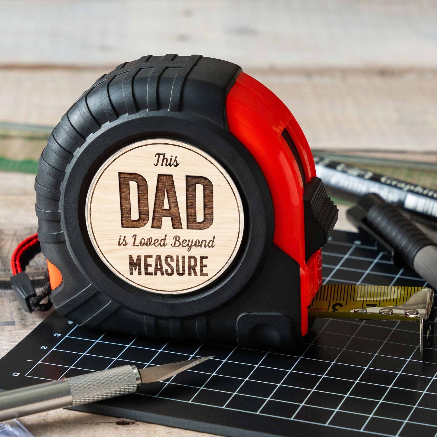 GOSSBY Dad Measuring Tape - Father's Day, Birthday, Christmas, Tool Gift for Dad from Daughter, Son, Kids - Stocking, Basket Stuffers - 25ft Tape Measure for Woodworking, Carpenter, Men