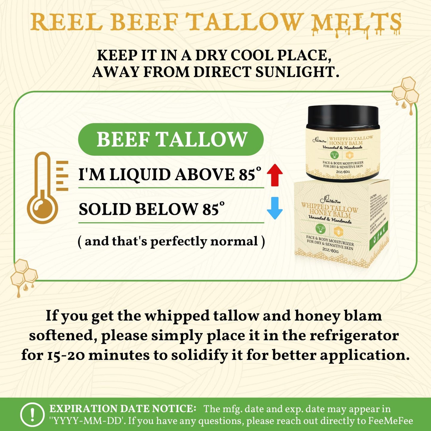 Beef Tallow for Skin, Tallow And Honey Balm, Unscented Tallow Face Moisturizer, Beef Tallow for Face, Organic Grass Fed Beef Tallow Balm, Whipped Beef Tallow Lotion Face Cream