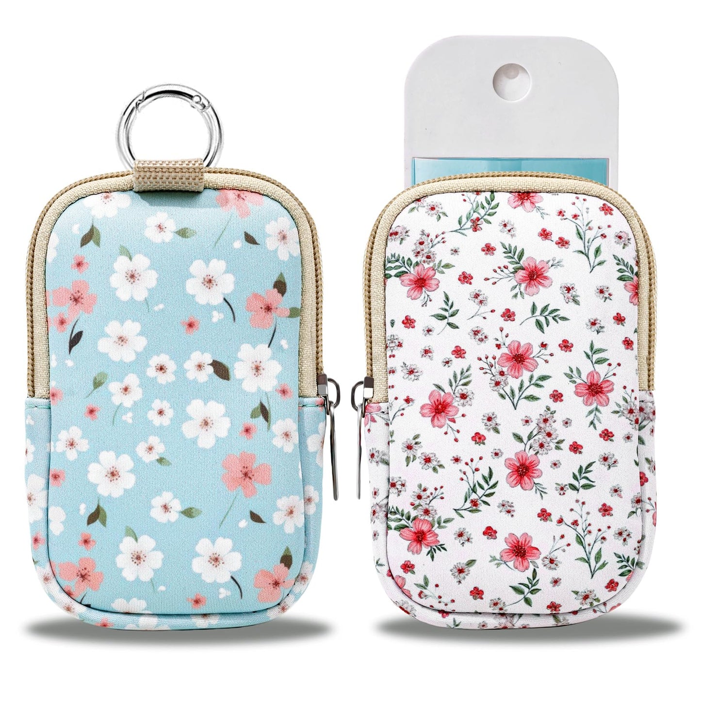 COOKOOKY 2 Pack Hand Sanitizer Spray Case Compatible with Touchland, Hand Sanitizer Holder, Mini Zippered Pouch, Small Makeup Bag for Women Friends Girls Gifts Idea