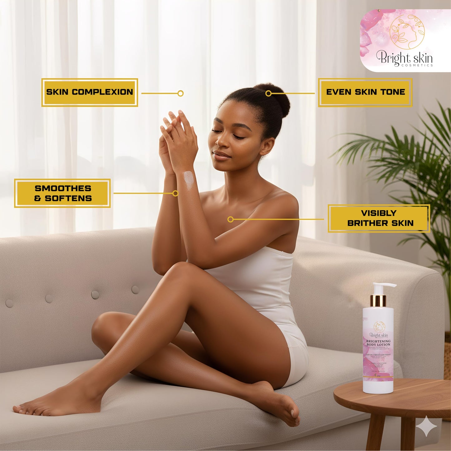 Bright Skin Cosmetics Brightening Body Lotion - 1 lbs, Repairing & Anti-Aging Moisturizer for Smooth, Brighter Complexion