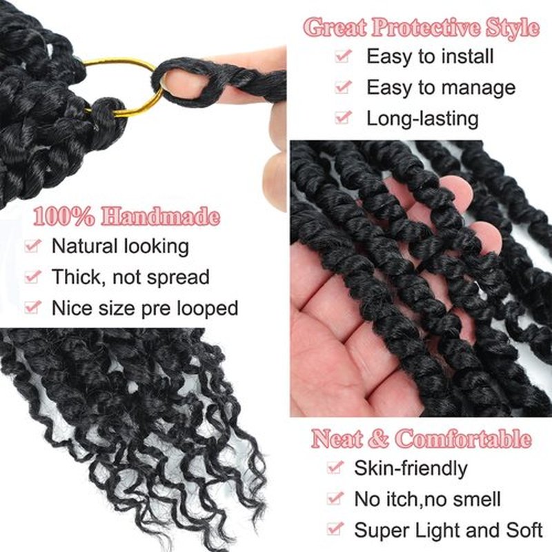 Alrence Passion Twist Crochet Hair 8 Packs Pre twisted Passion Twist Hair For Women Soft Bohe Pre-looped Crochet Braids (14 Inch (Pack of 8), 1#)