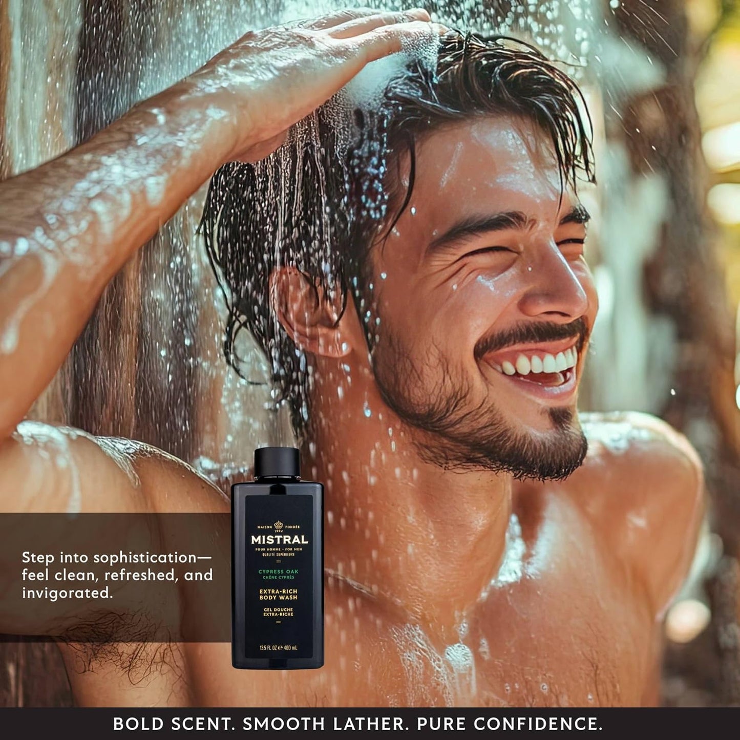 Men's 2-in-1 Body Wash & Shampoo - Black Amber, 13.5 oz | Natural, SLS & Paraben Free