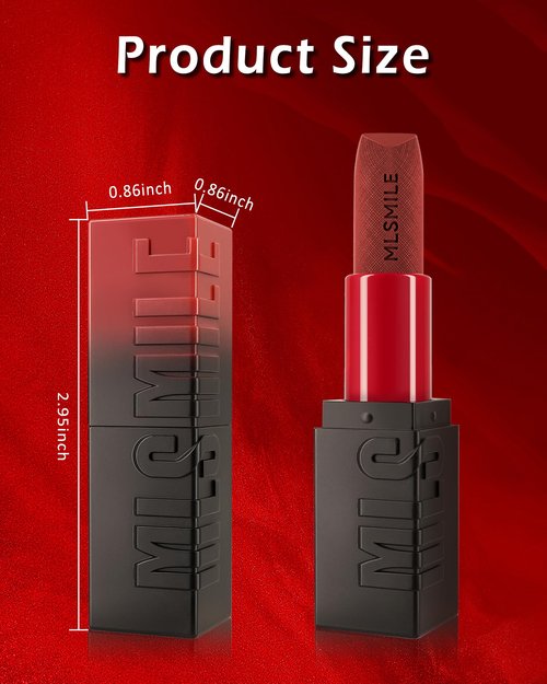 Matte Lipstick Bright Red, Nude Matte Lipstick Long-Lasting Lip Makeup Waterproof Smudge Proof for Women,Silky Velvet Moisturizing Lip Stick High Impact Lip Color Lip Gloss Balm Gift for Girls-03