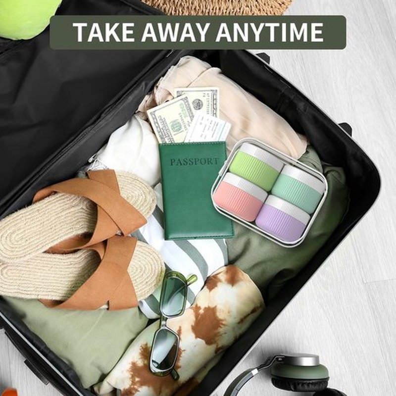ME.FAN Travel Containers for Toiletries, TSA Approved 1.5 oz Silicone Cream Jars, Leak-proof Travel Size Containers, Travel Accessories with Lid for Cosmetic Face Hand 4 Pack White Lid - Bright