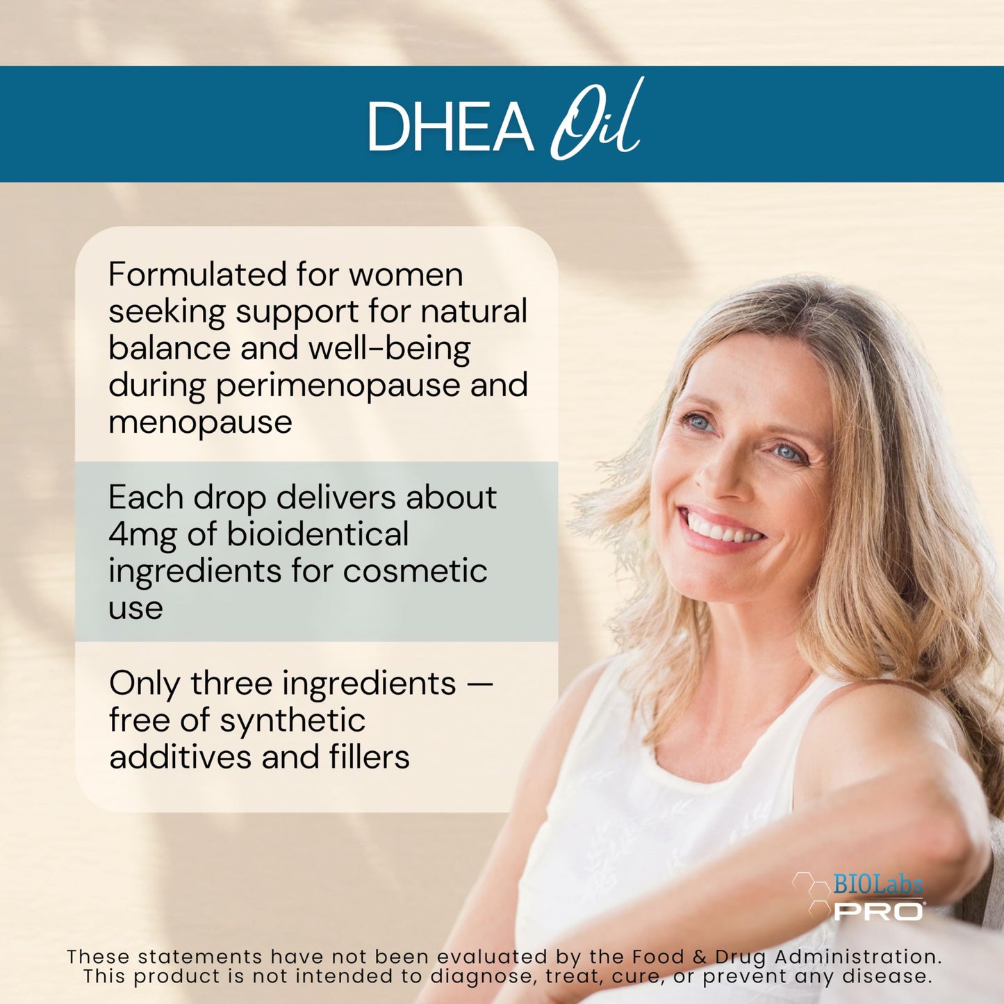 BIOLABS PRO Dhea Oil - Bioidentical Natural Hormone Balance Support For Women or Men - Six Month Supply - Topical - 2oz
