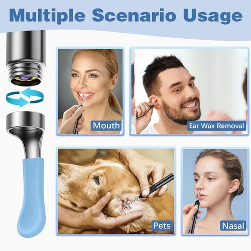 Flex-Whol Ear Wax Removal Tool Camera, Ear Cleaner with 7 Pcs Ear Set, Ear Wax Removal Kit with 1080P Camera and 6 Led Lights, Ear Cleaning with 8 Replacement Ear Tips for iOS & Android (Black)