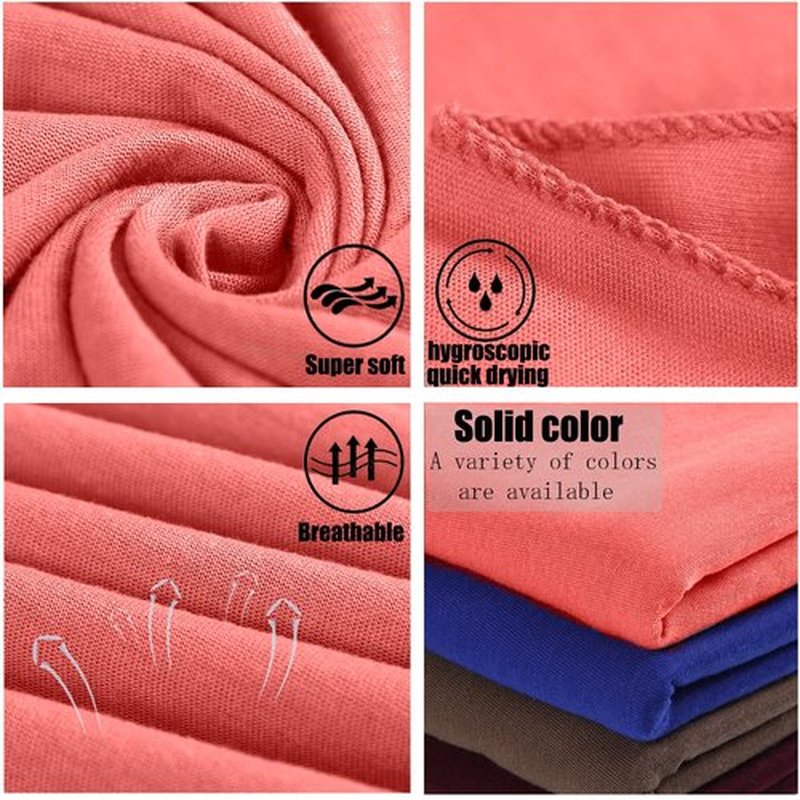 ZRQ 5 Pieces Stretch Headwrap Scarf Jersey Turban Fashion Headwear Boho Extra Long Scarf Soft Breathable Easy Knot Hijab Tie for Black Women (Black,Camel,Denim Blue,Watermelon Red,Dark Grey)