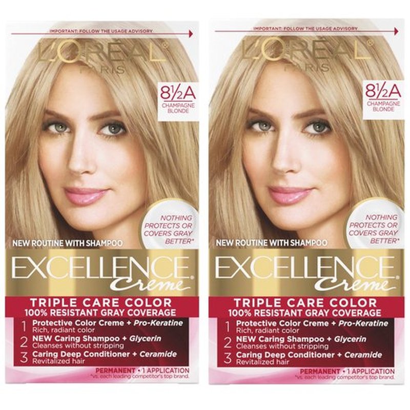 L'Oreal Paris Excellence Créme Permanent Hair Color, Champagne Blonde [8.5A] 1 ea ( Packs of 2)