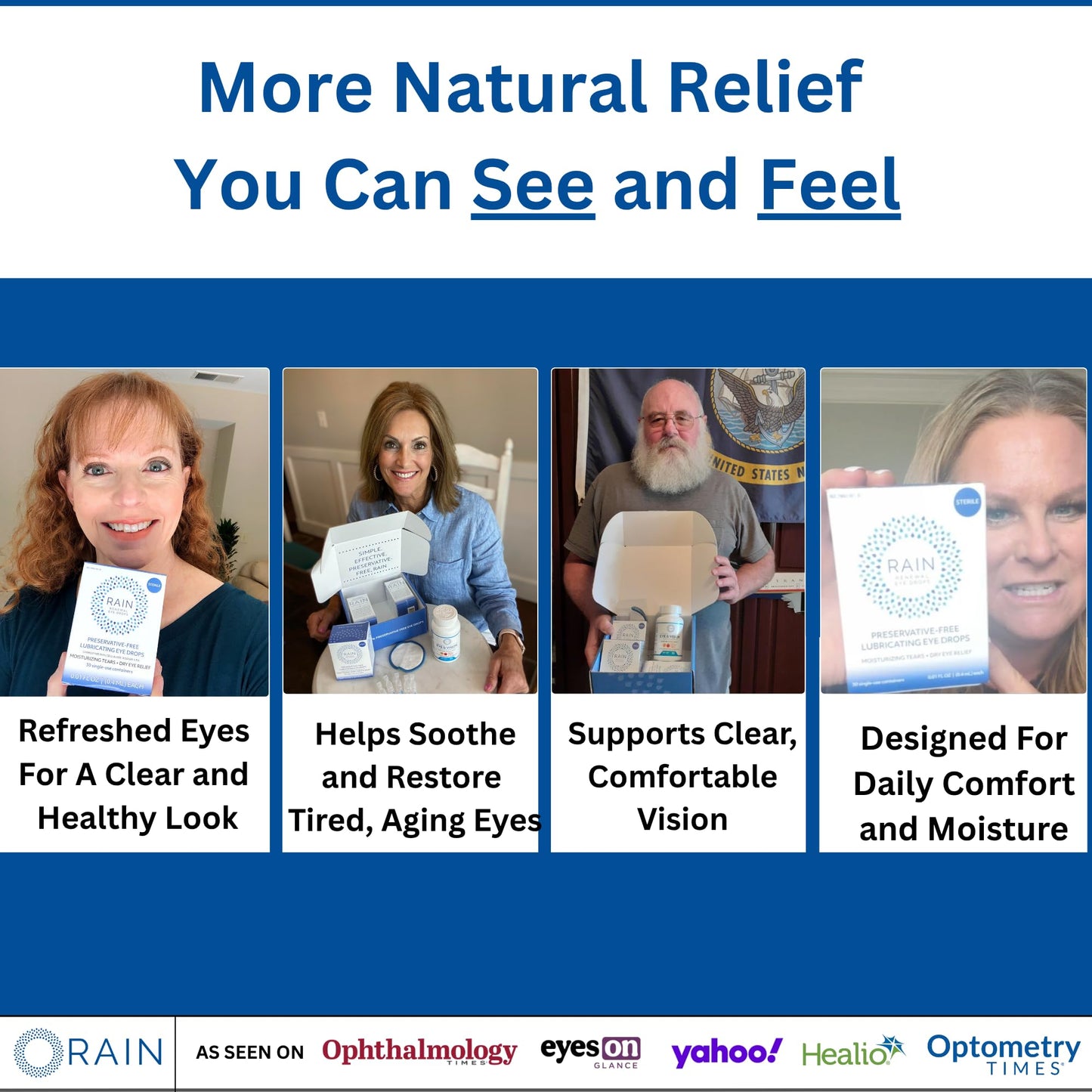 Rain - Preservative Free Eye Drops – More Natural Eye Drops for Dry Eye Relief – Proprietary Formula Relieves Dry, Itchy Eyes – Take Back Your Eye Comfort