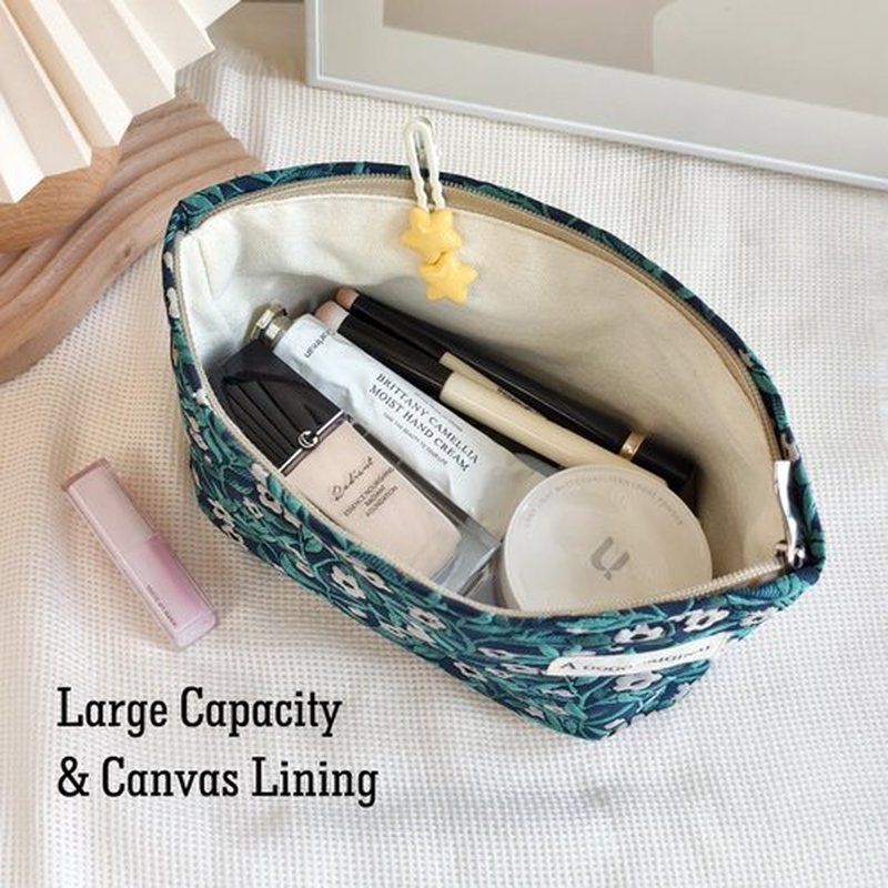 STARDW Flower Cosmetic Bags Makeup Bags for Women and Girls,Travel Makeup Bag Large Capacity Canvas Makeup Bag,Makeup Organizer Bag Zipper Pouch (Vine Plants)