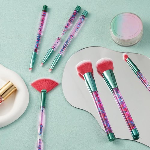 RAEEIKPHZ Makeup for Girls Make Up, Foundation Fan Crystal Bling Liquid Blush Powder Lip Eye Shadow Blender Eyebrow Makeup Brushes Set for Girls Teens Gift Present
