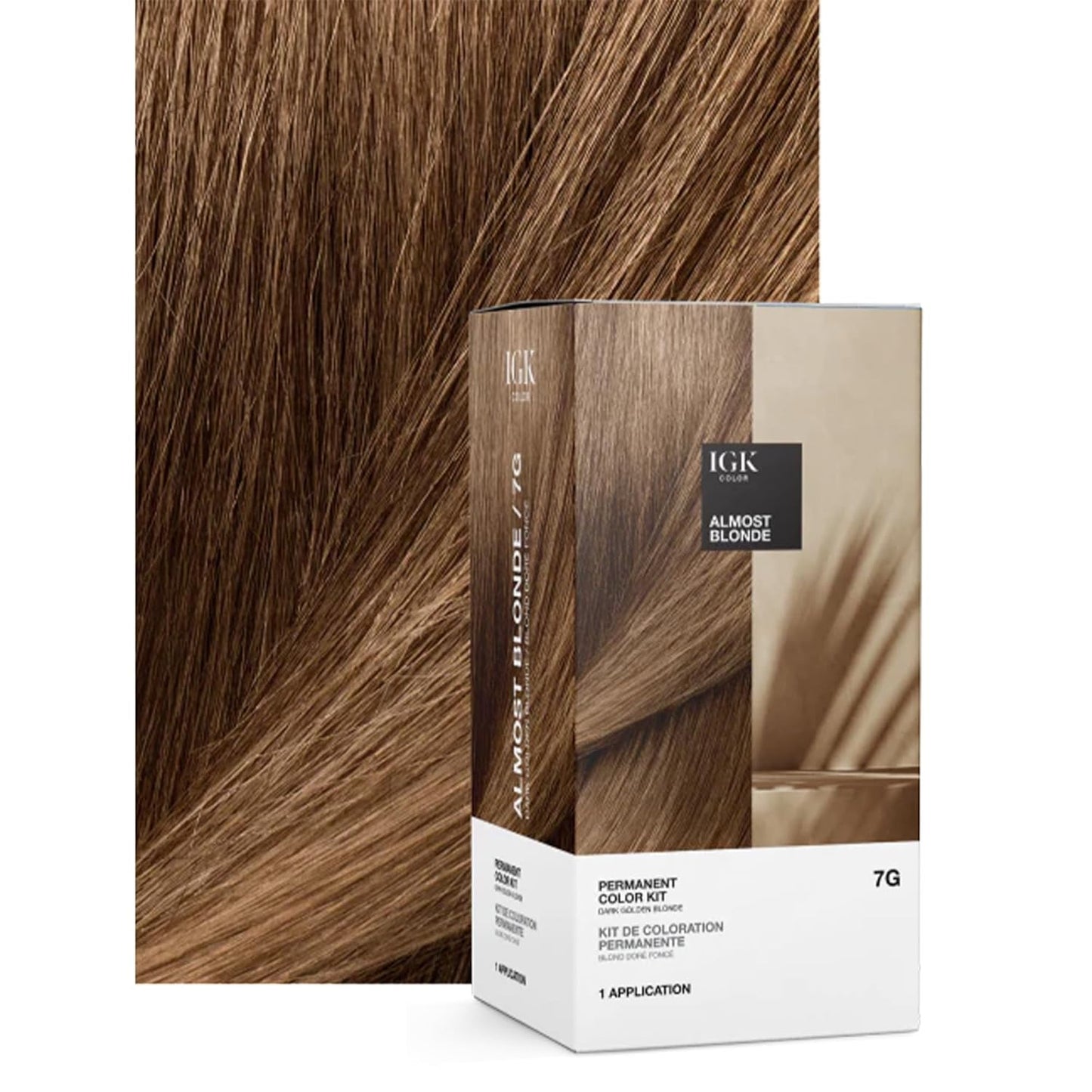 IGK Permanent Hair Dye Color Kit | 7 N Latte - Dark Natural Brown | 100% Gray Color Coverage + Strengthen + Shine | Ammonia Free
