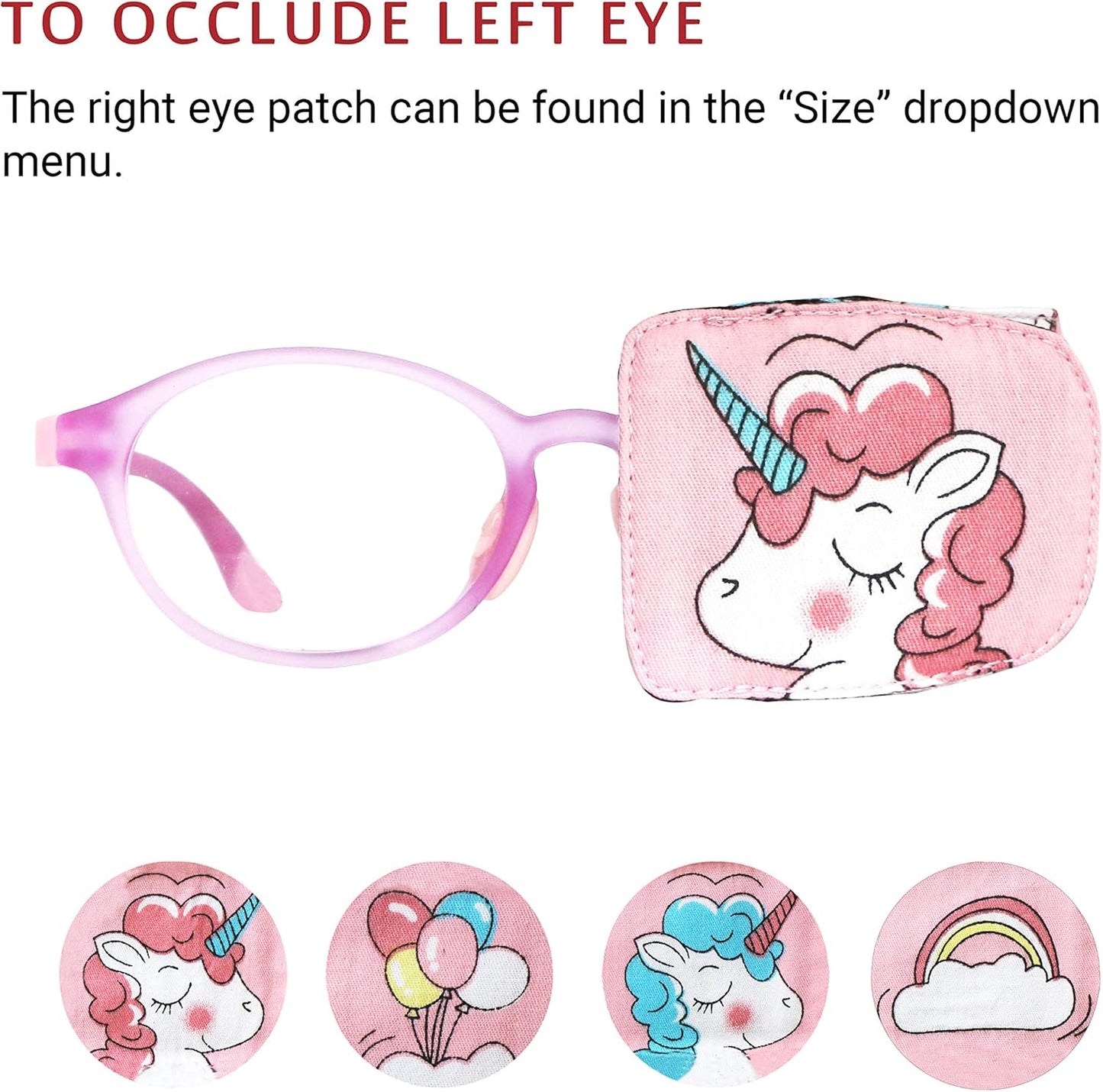 Cotton & Silk Eye Patch for Kids - Left Eye Design | Pink Hair Unicorn