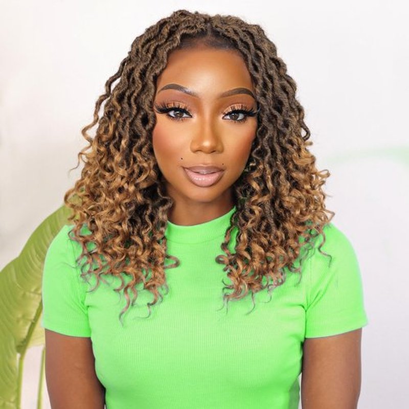 Karida Goddess Locs Crochet Hair 12 Inch, 8 Packs Upgraded Crochet Hair for Black Women, Pre Looped Crochet Faux Locs With Curly Ends (12 Inch (Pack of 8), T27#)