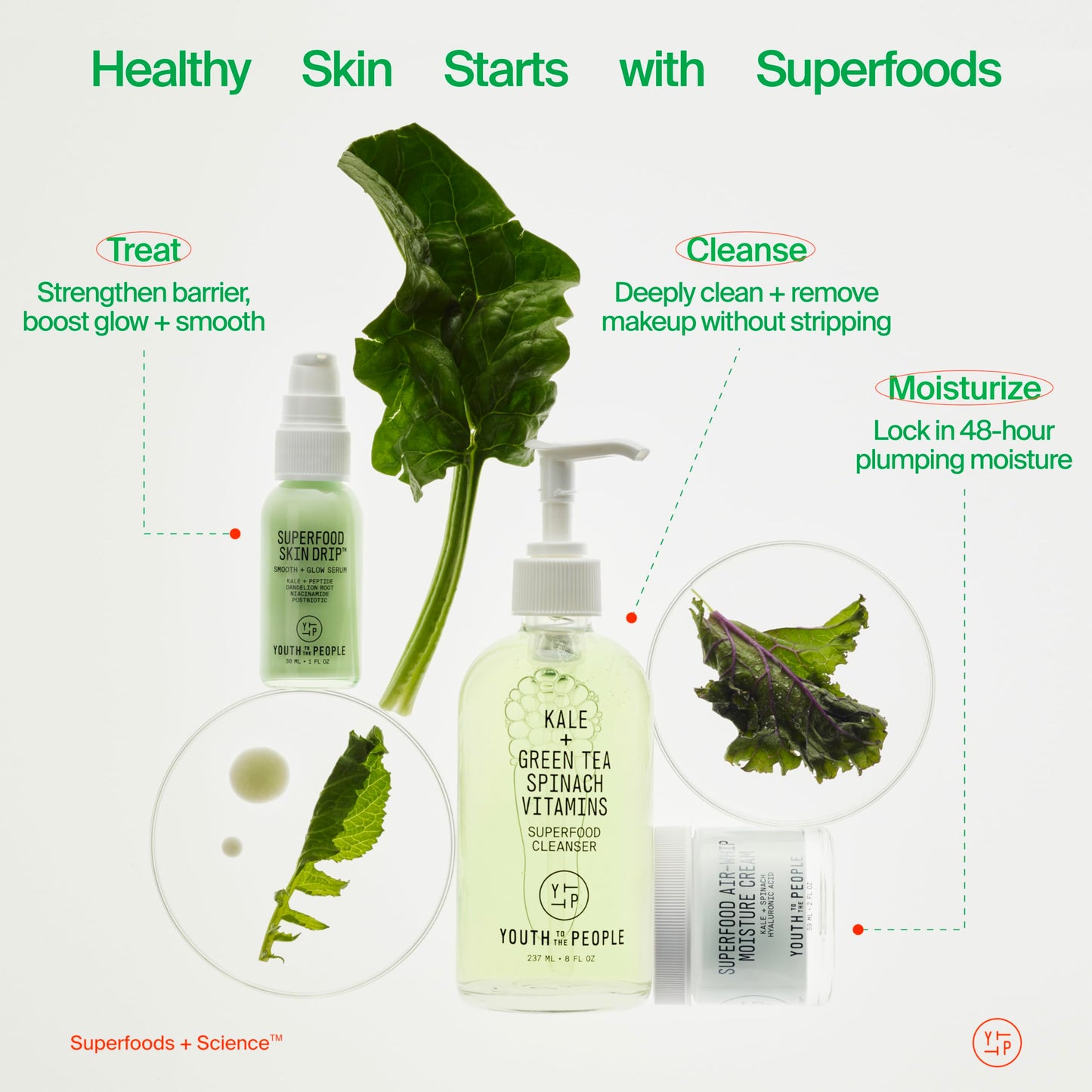 Youth To The People Superfood Skin Drip Smooth + Glow Barrier Face Serum - with Kale, Peptide, Niacinamide, Ceramides - Strengthens Skin Barrier + Evens Skin Tone - Vegan, Cruelty-Free (1 fl oz)