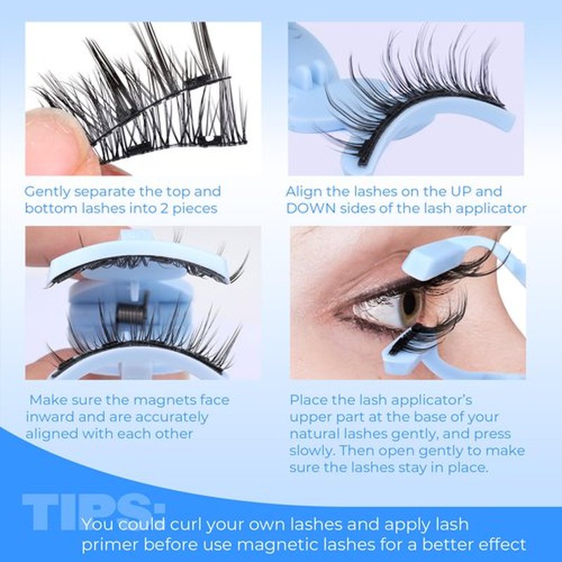 JIMIRE Magnetic Eyelashes with Applicator Upgraded Soft Magnetic Lashes Wispy Magnetic Eyelashes Natural Look Reusable Comfortable Magnetic Lashes with Applicator No Glue No Eyeliner Needed