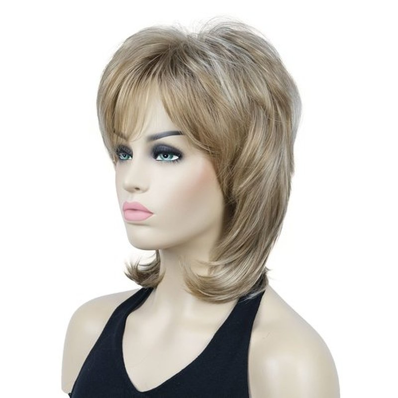 Lydell 16" Long Straight Wigs Soft Shaggy Layered Wigs Classic Cap Full Synthetic Hairpieces (H16D613 Blonde Highlights)