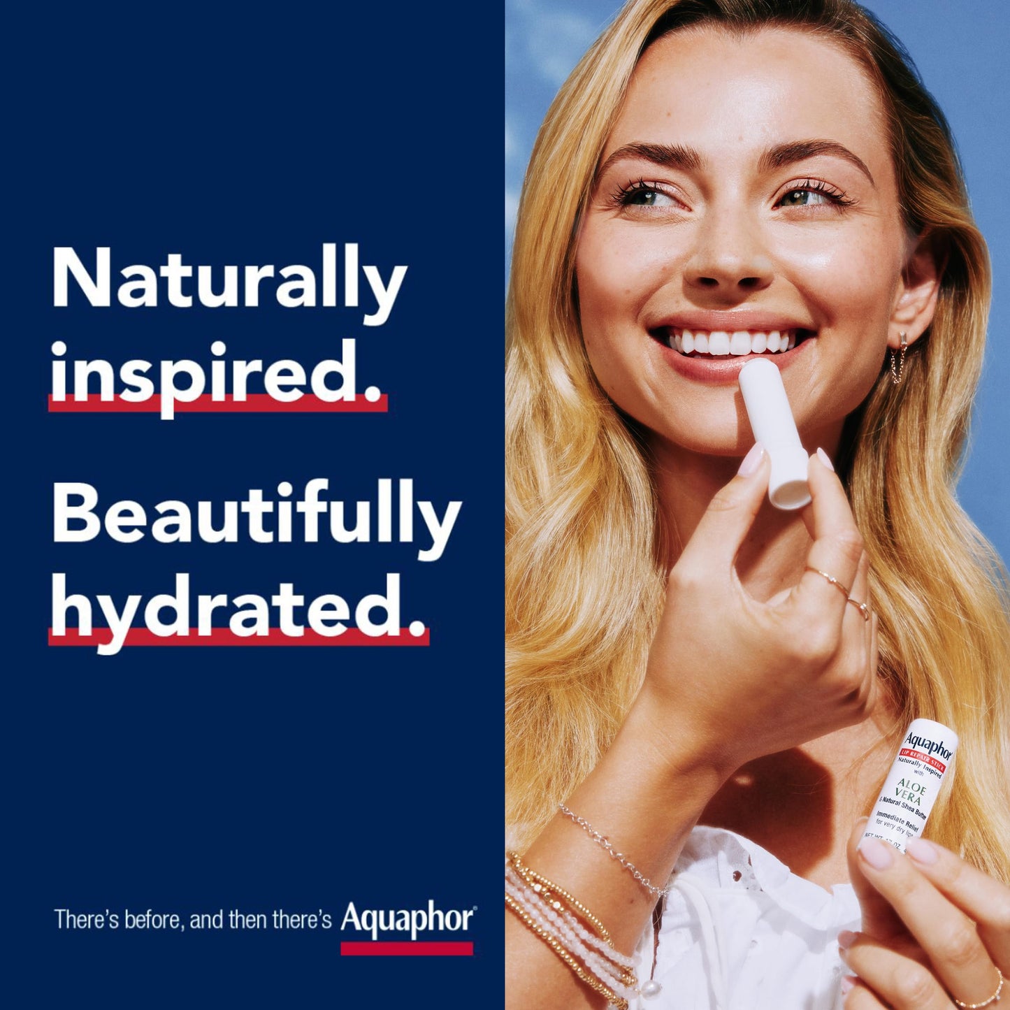 Aquaphor Naturally Inspired Lip Repair Stick with Aloe Vera and Natural Shea Butter, Hydrating Lip Balm Immediately Relieves Dryness and Soothes Chapped Lips, 0.17 Oz Stick, Pack of 3