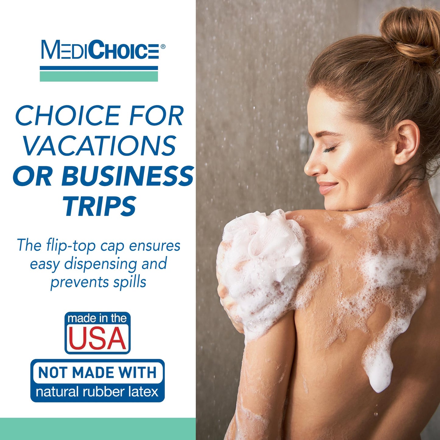 MediChoice Shampoo and Body Wash - 2 in 1 Bath Gel, 2 Oz Case of 144 - Mild Scent, Non Irritating, Flip Top Cap - Bulk Travel Size for Hotels, Travelers, Hospitals