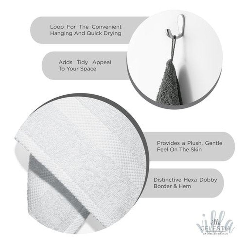 100% Combed Cotton Bathroom Towel Set of 3- 1 Bath Towel, 1 Hand Towel, 1 Wash Cloth, Sustainable, Soft, Highly Absorbent 3 Piece Cotton Bath Towel Set Ideal for Hotels, Spa, Bathroom, Dorm, White