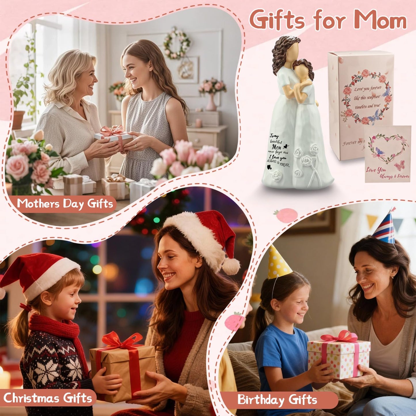 LIGETON Mothers Day Mom Gifts for Mom from Daughter,Cool Birthday Gifts for Women Wife Christmas Stocking Stuffers Unique Gift Ideas for Mama Grandma Aunt Hand-Painted Figure Sculpture Presents