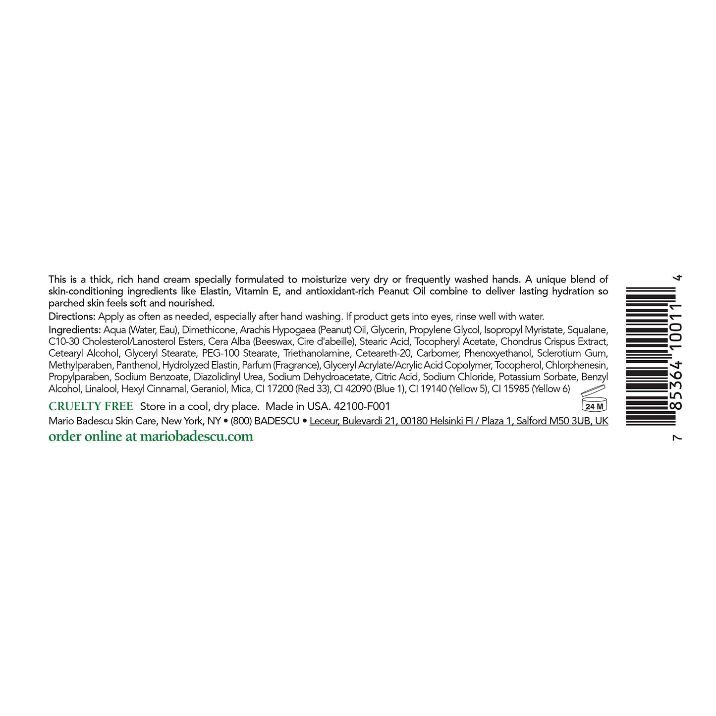 Mario Badescu Elasto-Seamollient Hand Cream - Rich, Thick Hand Lotion for Ultra-dry or Frequently Washed Skin - Moisturizer with Elastin & Vitamins, 4 Oz