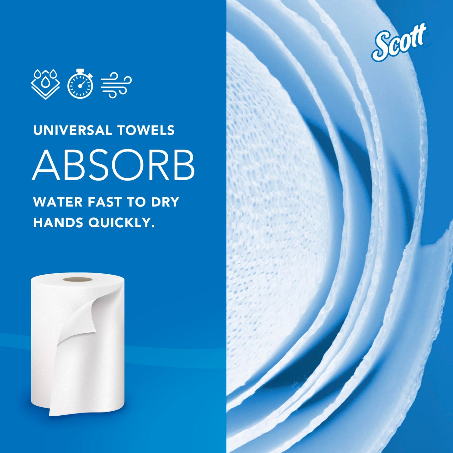 Scott Professional Universal 100% Recycled Fiber Hard Roll Paper Towels, Bulk (56158), Hardwound 1.5" Core, Absorbency Pockets, Compressed, White (6 Rolls at 800' Each, 4,800'/Case)