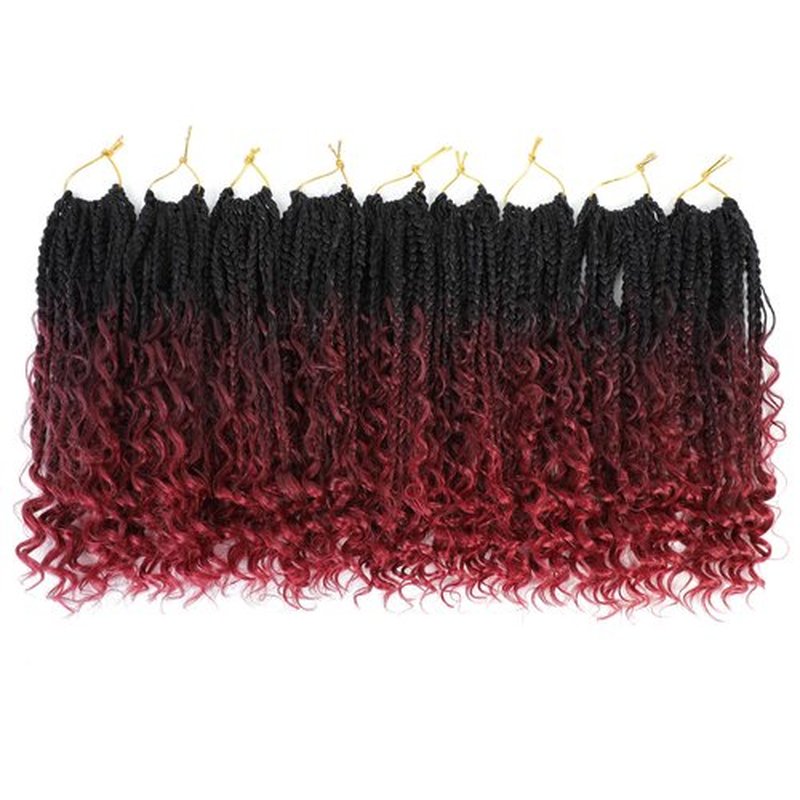 Karida Goddess Box Braids Crochet Hair 12 Inch, 9 Packs Boho Box Braids Crochet Hair For Black Women, 3X Crochet Braids Bohemian Crochet Braids With Curly Ends (12 Inch, 1B/99J/530#)