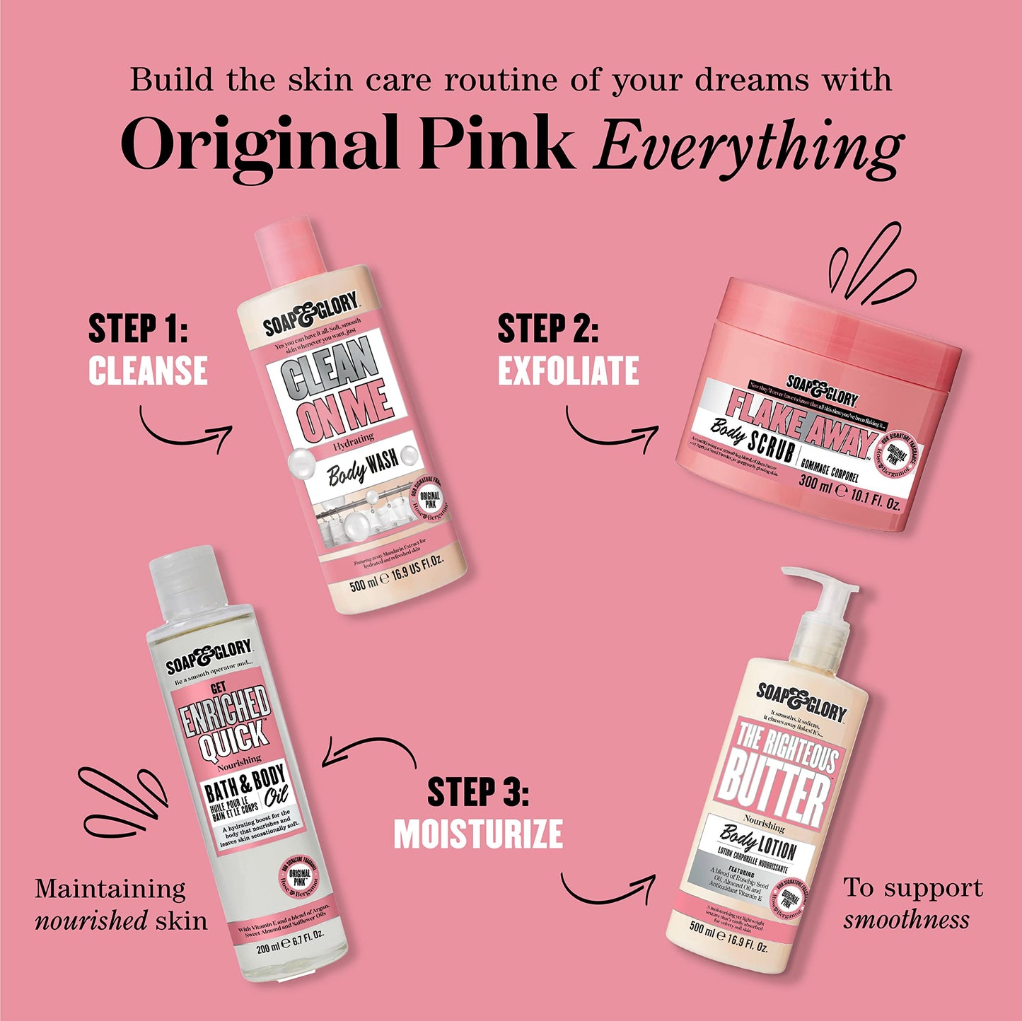 Soap & Glory Original Pink Exfoliating Body Scrub - Body Exfoliator & Dead Skin Remover with Mandarin Extract for Smooth, Radiant Skin - Rose & Bergamot (6.7 fl oz)