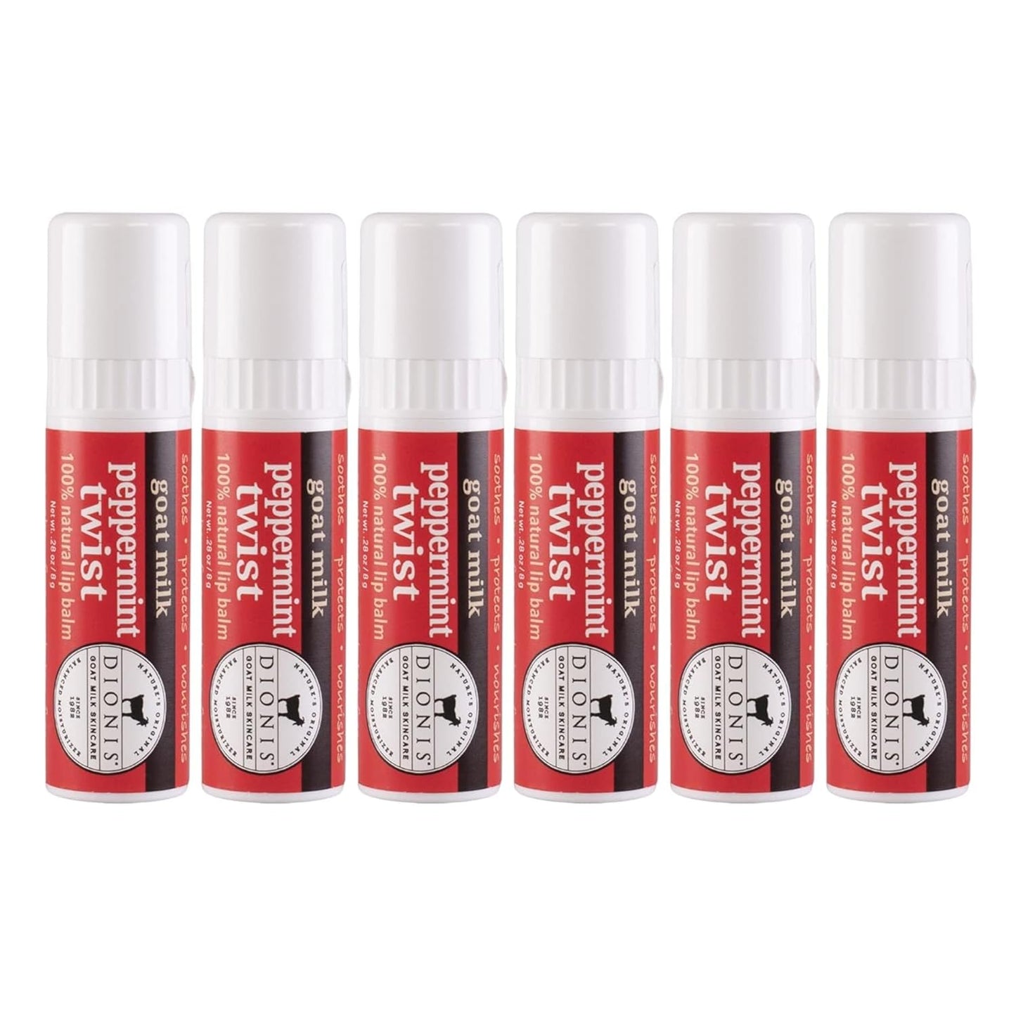 Dionis - Goat Milk Skincare Scented Lip Balm, Set of 6 (0.28 oz), Moisturize Dry and Chapped Lips, Cruelty-free and Paraben-free (Vanilla Bean)