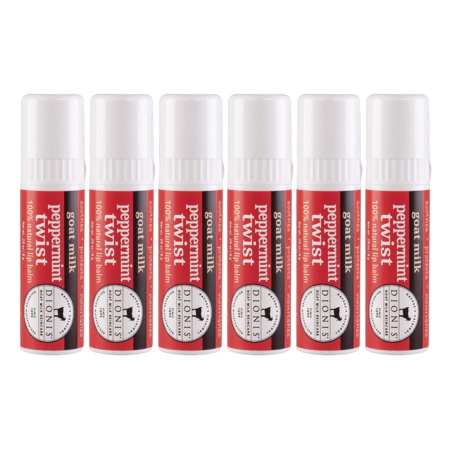 Dionis Goat Milk Lip Balm Peppermint Twist 0.28oz (Pack of 6)
