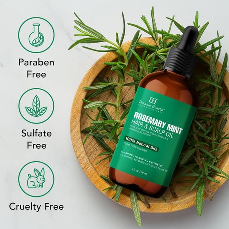 Botanic Hearth Rosemary Mint & Hair Scalp Strengthening Oil - 60 ml | Natural Hair Growth & Scalp Treatment | Nourishing & Strengthening Essential Oils for Thicker, Heal thier Hair