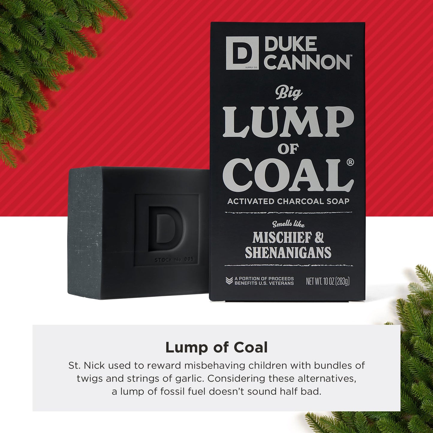 Duke Cannon Supply Co. Big Brick of Soap Bar for Men Holiday Edition - Lump of Coal (Bergamot & Black Pepper Scent), 10 oz. (2 Pack)