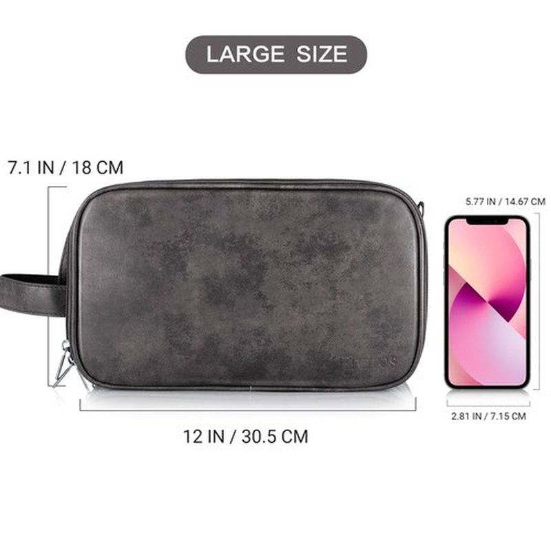 Elviros Toiletry Bag for Men, Large Travel Shaving Dopp Kit Water-resistant Bathroom Toiletries Organizer PU Leather Cosmetic Bags